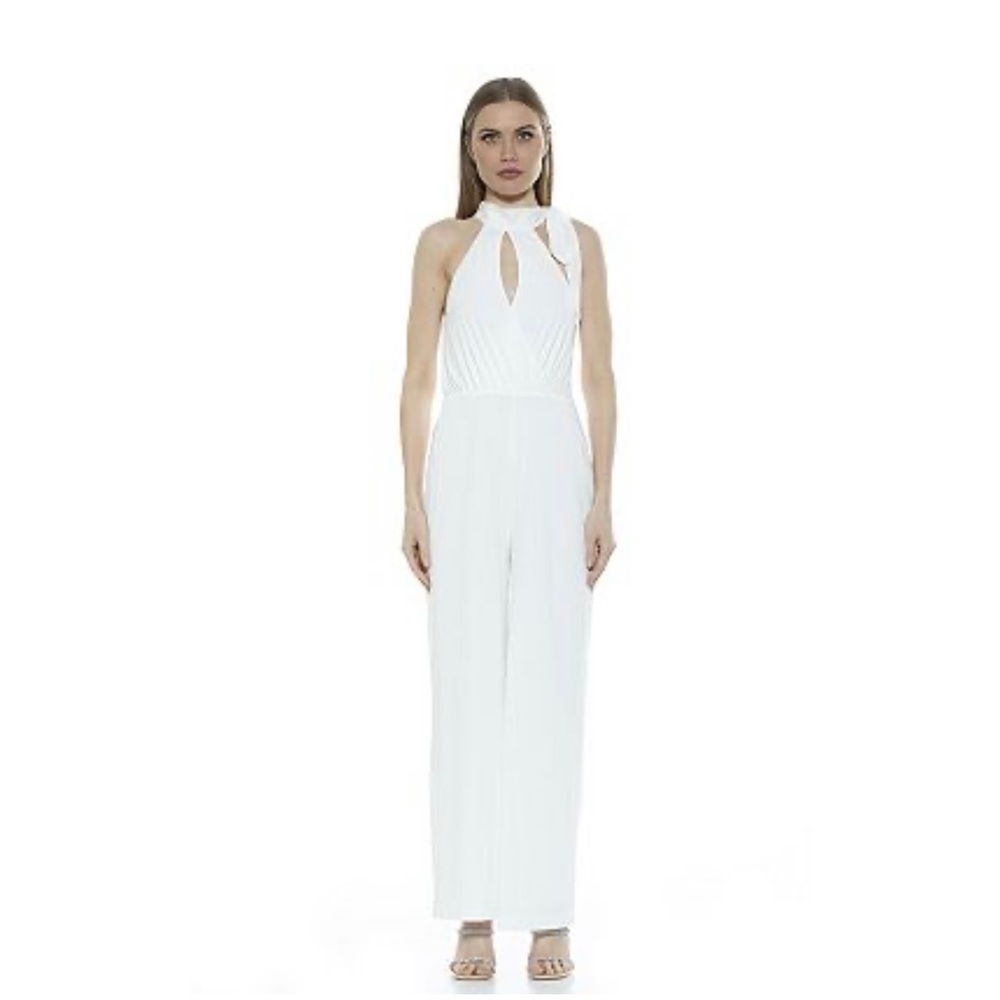 NWT ALEXIA ADMOR Wide-Leg Halter Jumpsuit Size 10 - Picture 1 of 9